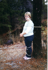 Tied to  a tree