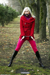 Blonde gagged in public