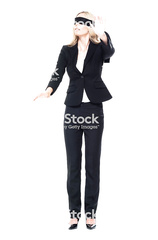 Blindfolded businesswoman