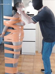 French mature woman taped to a post