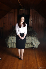 Serene Strappado in pencil skirt