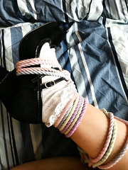 Tied up ankles and cum in flats