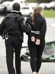 female handcuffed