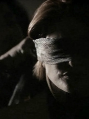 Angie Everhart blindfolded