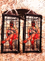 Zwillings transe in pantyhose bondage in cage / Käfig