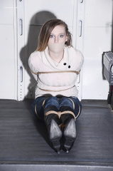 Amanda tied in the van