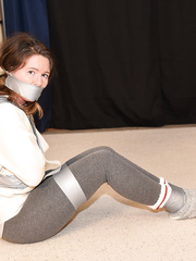 Cute girl taped wearing socks