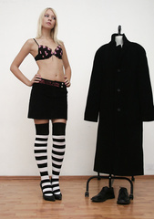Blonde tied in black lingerie