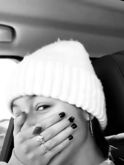 Olivia Rodrigo handgagging herself