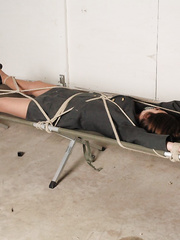Military Woman Tied on bed
