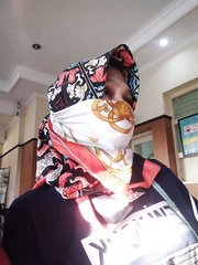 Woman and satin scarf mask