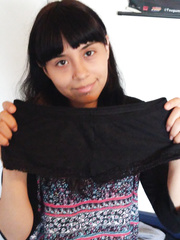 Self bondage with panty gag