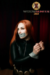 Black Widow cosplayer bound and gagged