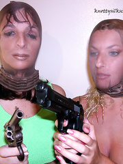 two masked women rob tranny