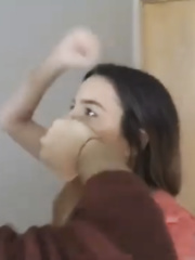 Girlfriend handgagged by boyfriend who loved handgag