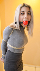 Drooling on her Grey Sweater
