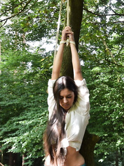 College Girl Tied To Tree