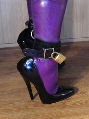 Purple latex and fetish heels