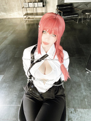 Red head cosplayer chained