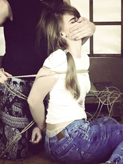 College girl hand gagged