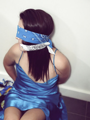 Tied up in blue satin dresses