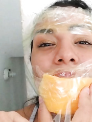 Tied Bondage Girl Massively Sponge Gagged - Selfgags