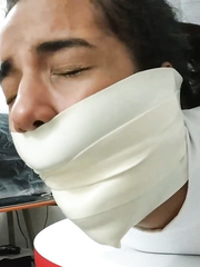 Tight Hogtie + MEGA TIGHT Microfoam Tape Gag - Selfgags
