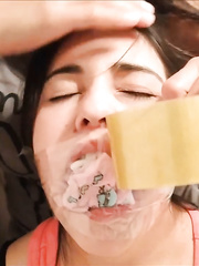 Gagged With 6 Socks And Clear Tape Gag - Selfgags