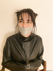 Straitjacketed Cheerleader Tape Gagged - GagTheGirl