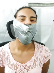 Petite Girl Silenced With BIG Tape Gag! - Selfgags