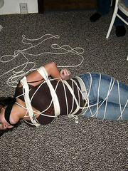 Girls in jeans tied up
