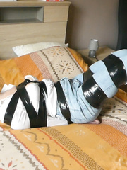 Chloe all taped in jeans and struggling