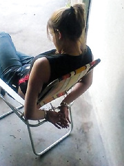 Girls handcuffed behind