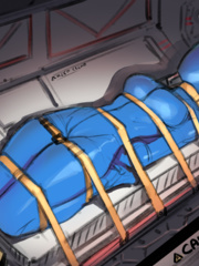 Female Bound and Gagged in Blue Nasa Body Bag