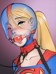 Supergirl Ball Gagged with Tight Hood Mask
