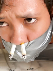 Bound And Gagged Cigarette Smoking - Selfgags