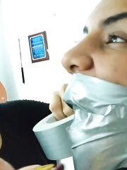 Heavily Duct Tape Mummified By Crazy Bondage Women