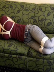 Brunette bound in jeans