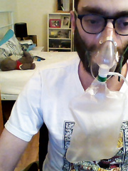 wearing an oxygen mask