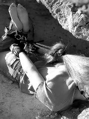 girl hogtied at sea
