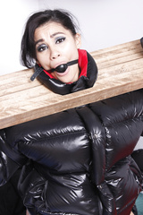 sahrye in down jacket bondage