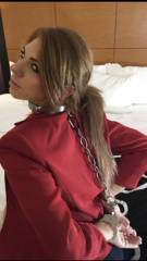 Madelyn collared and handcuffed