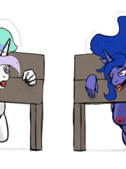 Princesses Celestia & Luna on a pillory