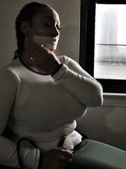 Curvy beauty gagged