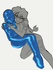 Girl Mummified In Blue Latex Rubber Wrap