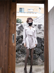 Chinese Ball gagged in a raincoat