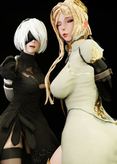 2B and White serving as obedient slaves