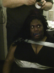 Ebony BBW tricked into bondage