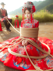 Beautiful girl rope tied