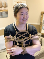 Sarah in Shibari Arms Tied in Front Again